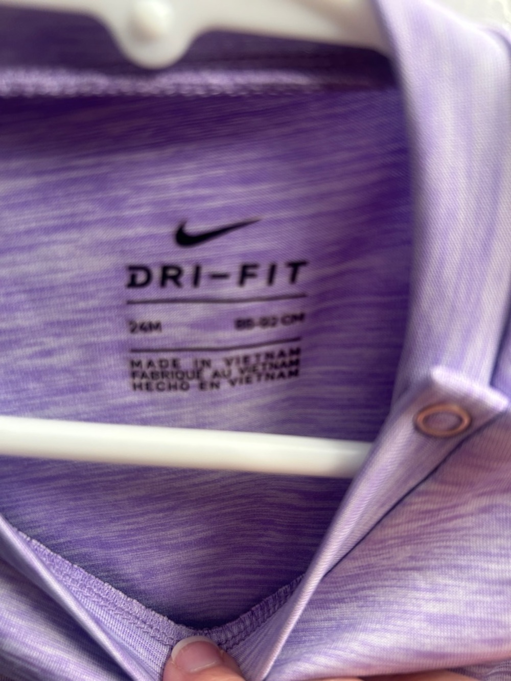 54. Nike Infant Lavender Dri-Fit Long Sleeve Shirt - Picture 2 of 5